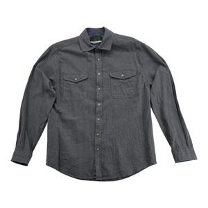 Tallwoods Gray Button Front Long Sleeve Outdoor Cotton Shirt Men's Size M